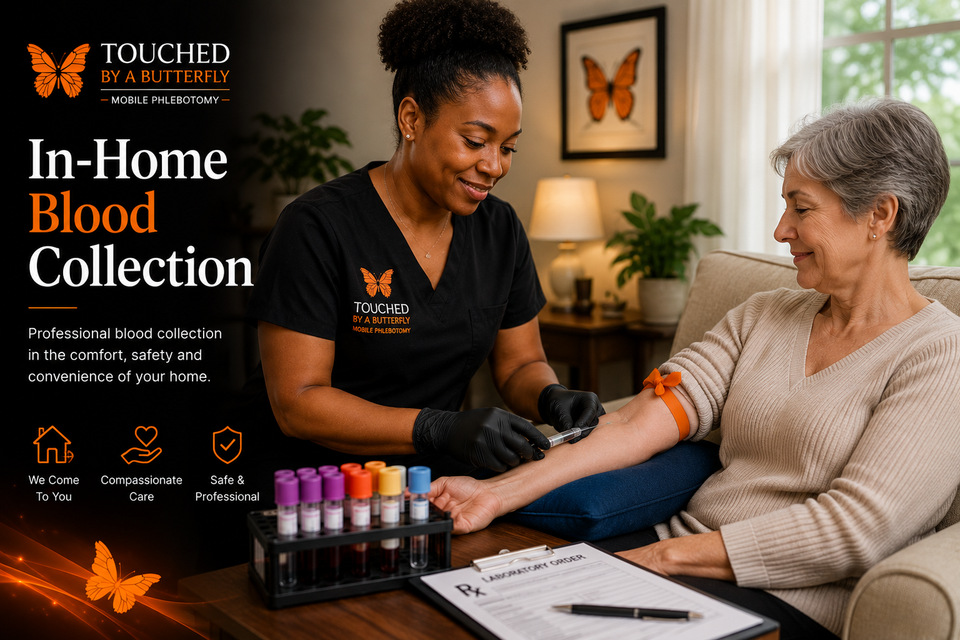 Compassionate mobile blood collection for a senior patient